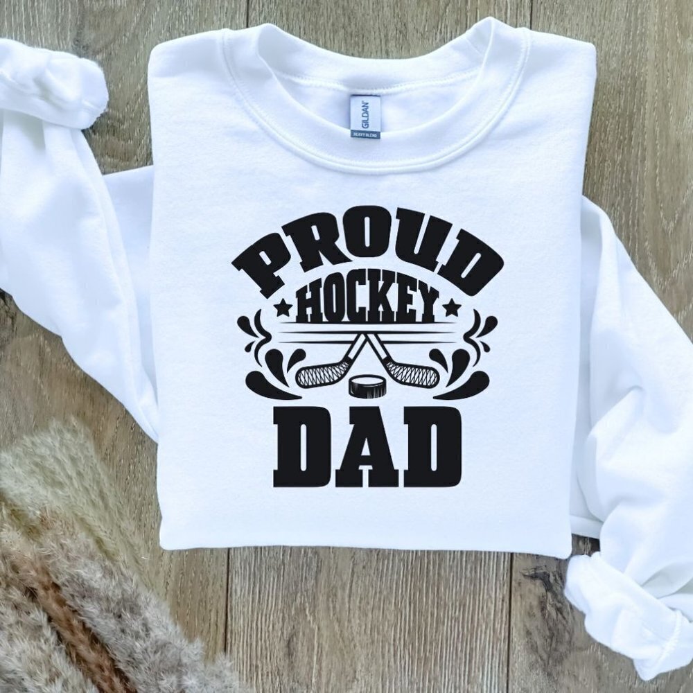 Proud Hockey Dad Sweatshirt Sweater Hand Crafted